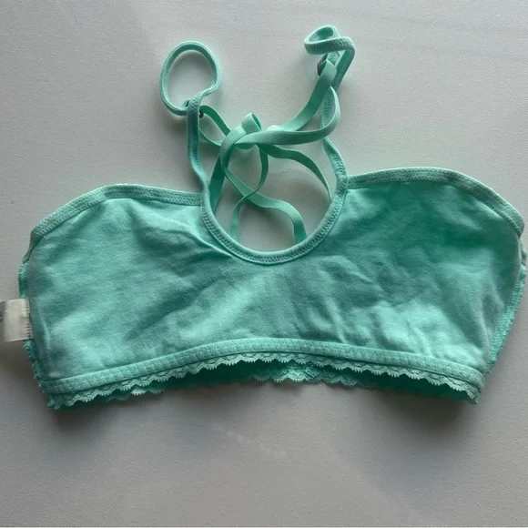 NWOT Gilly Hicks Low Front Strappy Lattice Crossback Lace Bralette in Mint Green - Picture 5 of 7